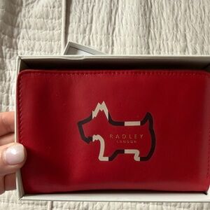 RADLEY LONDON Red Leather Zip-Around Wallet with Scottie Motif